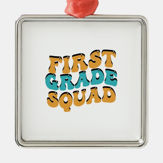 First Grade Squad Metal Ornament (Front)