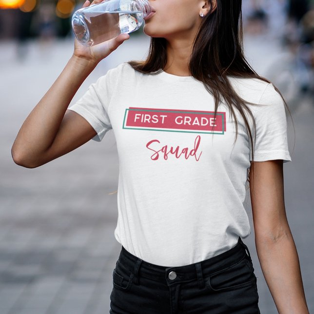First Grade Squad Script Back to School T-Shirt (First Grade Squad Girls White T-Shirt)
