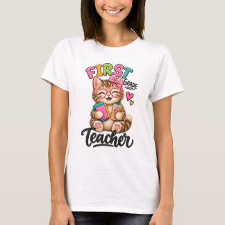 First Grade Teacher | Adorable Kitten T-Shirt