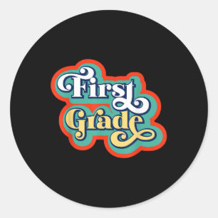 First Grade Teacher And Student Back To School Vib Classic Round Sticker