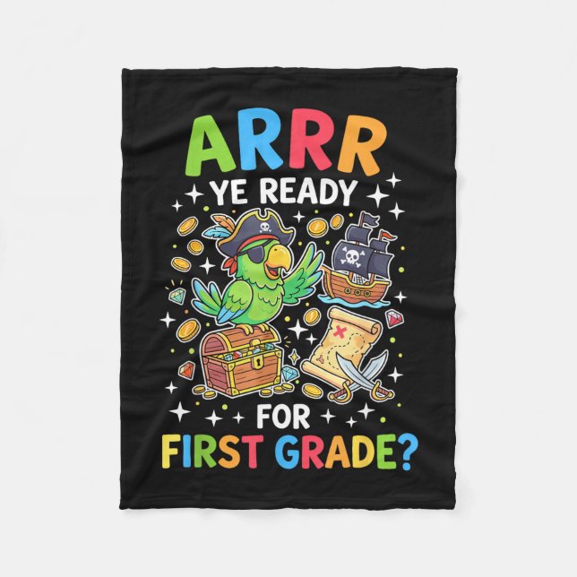 First grade teacher back to school pirate  fleece blanket (Front)