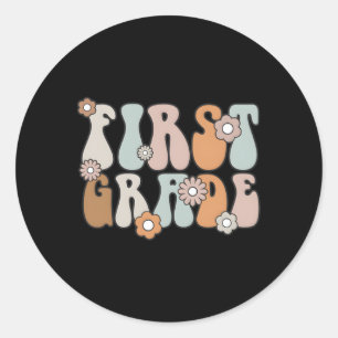 First Grade Teacher Boho Flower Back To School Classic Round Sticker