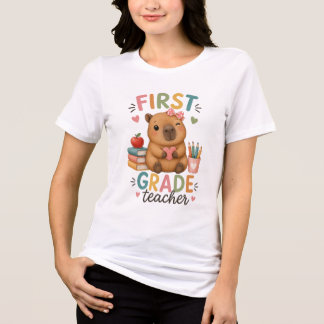 First Grade Teacher Capybara Love Tri-Blend Shirt
