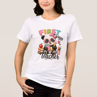 First Grade Teacher | Cute Panda Tri-Blend Shirt