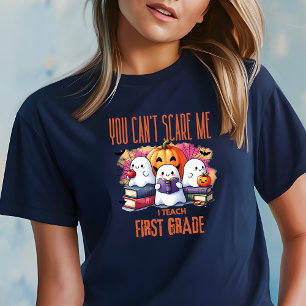 First Grade Teacher Funny  Halloween Navy Blue T-Shirt