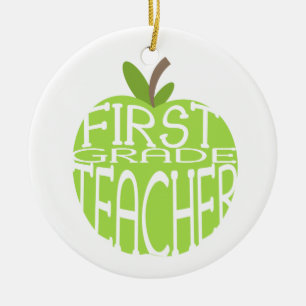First Grade Teacher Green Apple Ornament