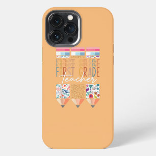 First Grade Teacher Leopard Pencil Back To School iPhone 13 Pro Max Case
