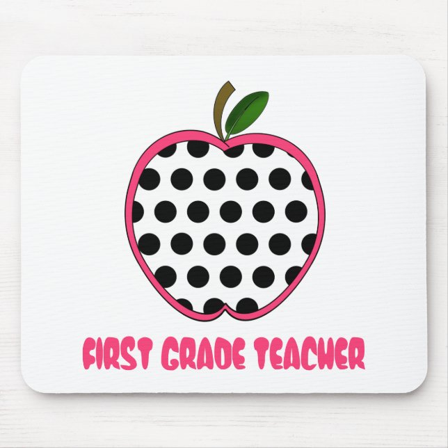 First Grade Teacher Polka Dot Apple Mouse Pad (Front)