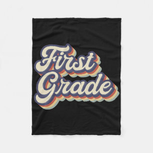First Grade Teacher Retro Vintage 1st Grade Teache Fleece Blanket