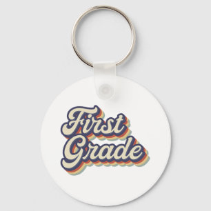 First Grade Teacher Retro Vintage 1st Grade Teache Key Ring