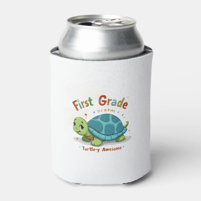 First Grade Turtle-y Awesome 1st Grade Back to Sch Can Cooler (Can Front)