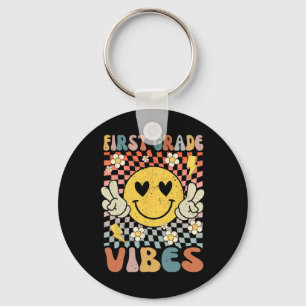 First Grade Vibes 1st Grade Retro Teacher 1st Day Key Ring