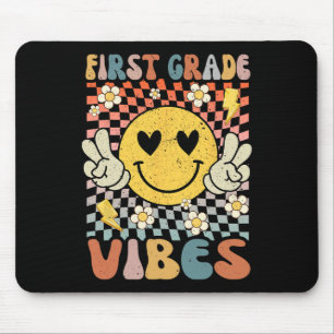 First Grade Vibes 1st Grade Retro Teacher 1st Day Mouse Pad