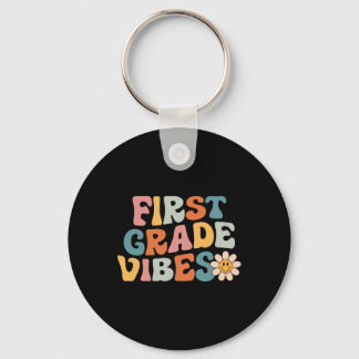 First Grade Vibes - 1st Grade Team Retro 1st Day O Key Ring