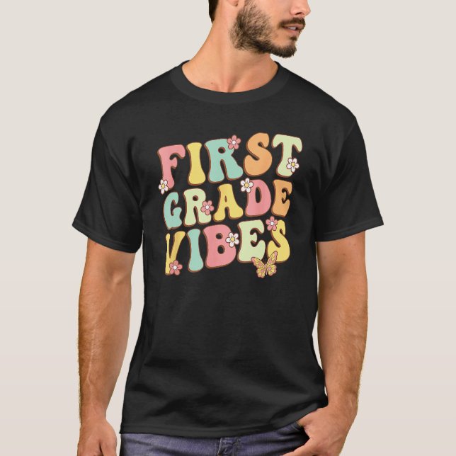 First Grade Vibes Hello Team 1st Grade Teacher Kid T-Shirt (Front)