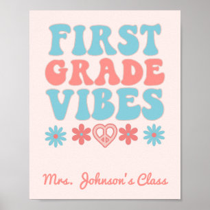 First Grade Vibes - Retro Classroom Poster