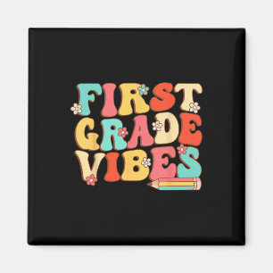 First Grade Vibes Retro Groovy - 1st Grade Back To Magnet