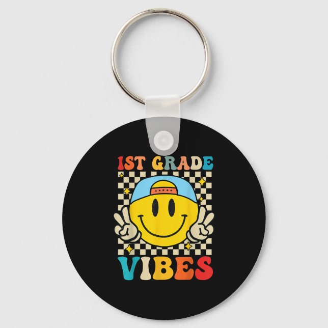 First Grade Vibes Smile First Day Of School 1st Gr Key Ring (Front)