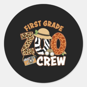 First Grade Zoo Crew Back To School Wild Animal Sa Classic Round Sticker