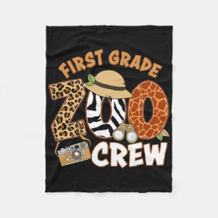 First Grade Zoo Crew Back To School Wild Animal Sa Fleece Blanket
