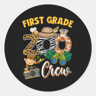 First Grade Zoo Field Trip Squad Matching Teacher  Classic Round Sticker