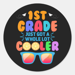 First grader outfit back to school gift for 1st gr classic round sticker