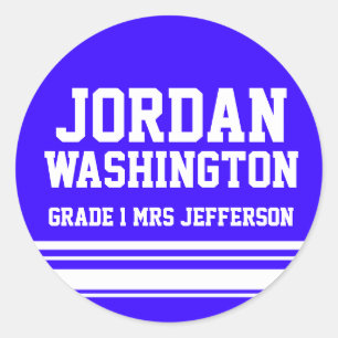 First Grader school education name id sticker blue