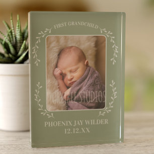 First Grandchild Baby Photo Grandparent Keepsake Block