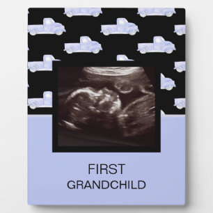 First Grandchild Blue Ultrasound Grandparent Gift Plaque
