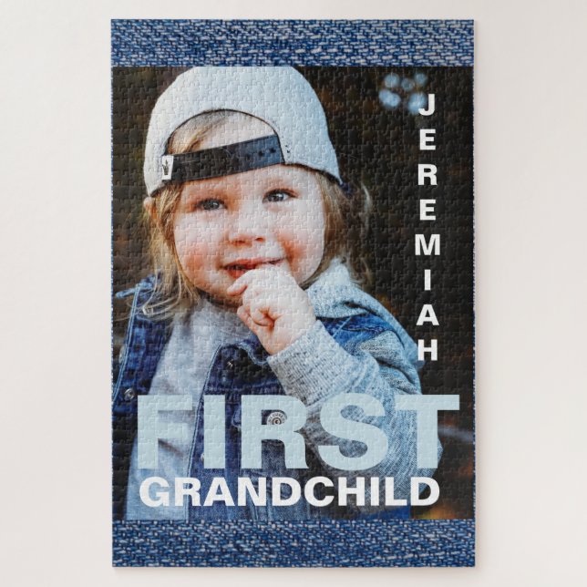 First Grandchild Photo and Name Jigsaw Puzzle (Vertical)