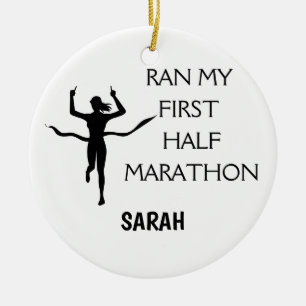First Half Marathon Christmas Gift for Runners Ceramic Ornament