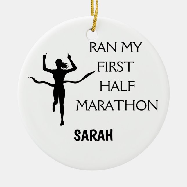First Half Marathon Christmas Gift for Runners Ceramic Ornament (Front)