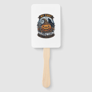 First Halloween As Brother Pumpkin Wolf Moon_1 Hand Fan