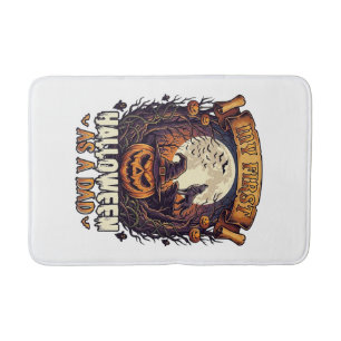 First Halloween As Dad Pumpkin Wolf Moon_1 Bath Mat