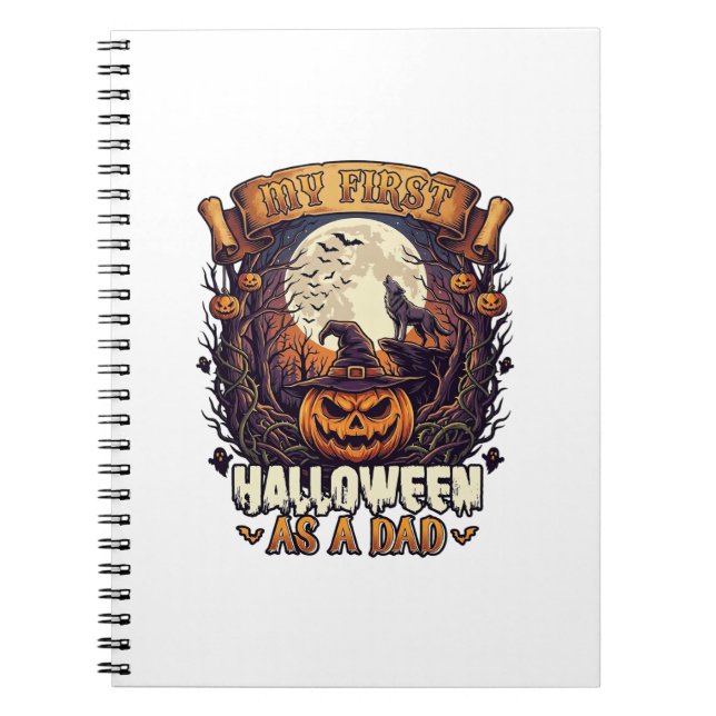 First Halloween As Dad Pumpkin Wolf Moon_1 Notebook (Front)