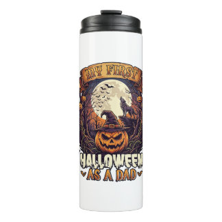 First Halloween As Dad Pumpkin Wolf Moon_1 Thermal Tumbler