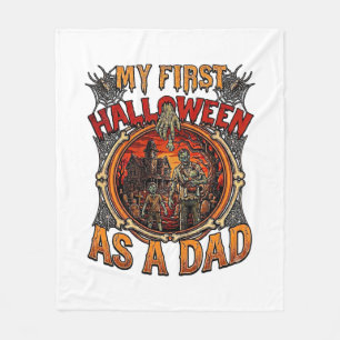 First Halloween As Dad Zombie Haunted House Gravey Fleece Blanket