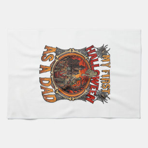 First Halloween As Dad Zombie Haunted House Gravey Tea Towel