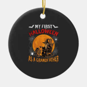 First Halloween As Grandfather Wizard Bat Moon_1 Ceramic Ornament