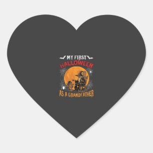 First Halloween As Grandfather Wizard Bat Moon_1 Heart Sticker