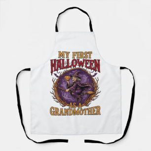First Halloween As Grandmother Witch Pumpkin Bats_ Apron