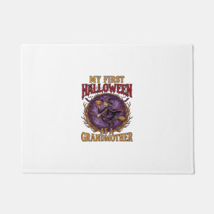 First Halloween As Grandmother Witch Pumpkin Bats_ Doormat