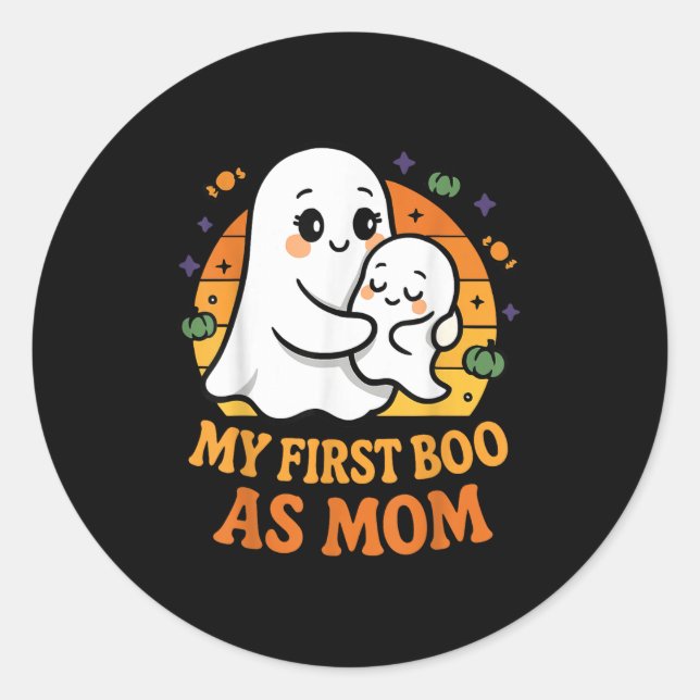 First Halloween As Mum 1st Time Mother  Classic Round Sticker (Front)
