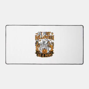 First Halloween As Mum Ghost Castle Pumpkin Trees Desk Mat