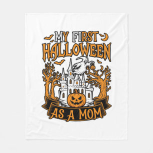 First Halloween As Mum Ghost Castle Pumpkin Trees Fleece Blanket