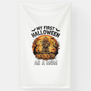 First Halloween As Mum Pumpkin Scarecrow Baby Moon Banner