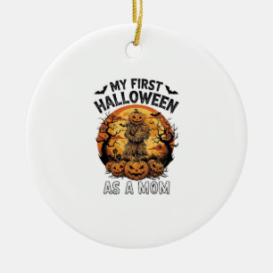 First Halloween As Mum Pumpkin Scarecrow Baby Moon Ceramic Ornament
