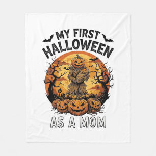 First Halloween As Mum Pumpkin Scarecrow Baby Moon Fleece Blanket