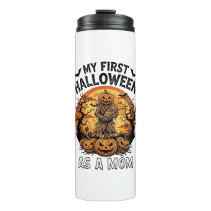 First Halloween As Mum Pumpkin Scarecrow Baby Moon Thermal Tumbler