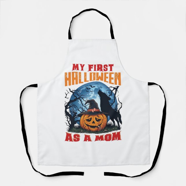 First Halloween As Mum Pumpkin Wolf Moon_1 Apron (Front)